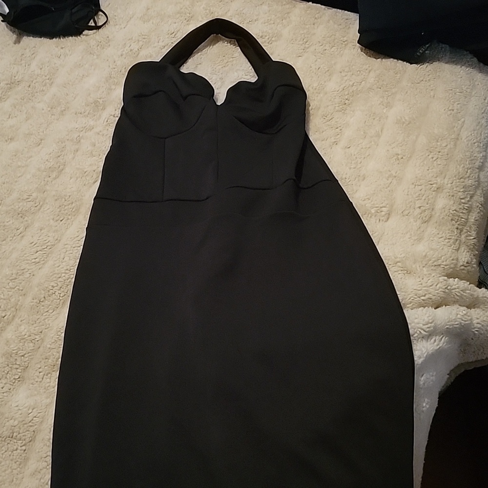 Medium length black dress